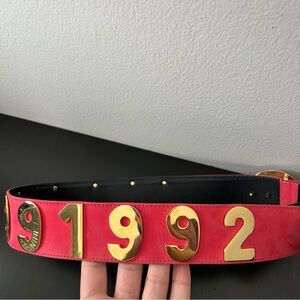 Vintage ESCADA Suede Leather Pink and Gold Women's Belt